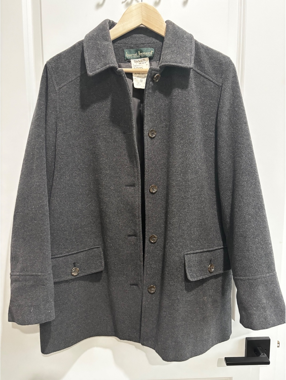 Harvé Benard Dark Gray Wool Blend Car Coat / Jacket size 14